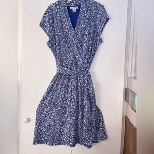Floral Blue Wrap Dress